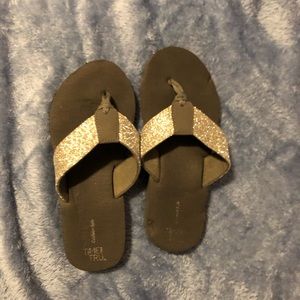 Silver flip flops